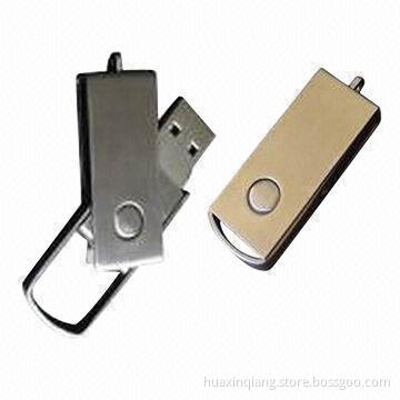 Swivel USB Flash Drives, 1-32GB, Made of Metal + Plastic, Rectangular Shape